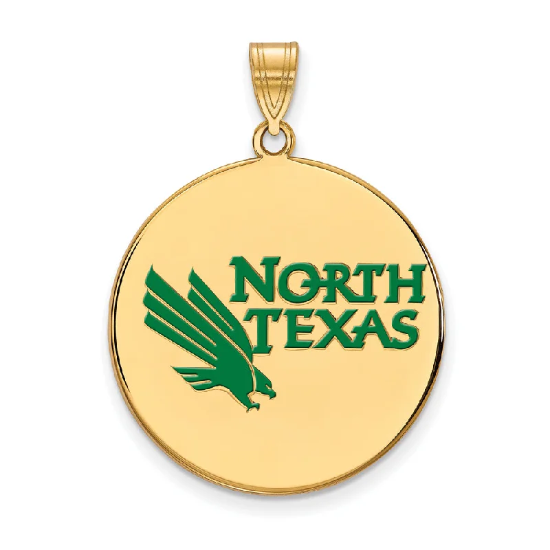 Wine - glass pendants for wine connoisseurs​ 14k Gold Plated Silver North Texas XL Enamel Disc Pendant