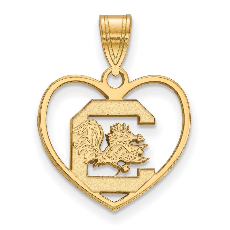 Sapphire - adorned pendants in various shades of blue​ 14k Gold Plated Silver South Carolina Heart Logo Pendant