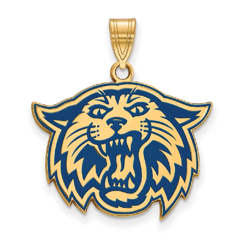 Pendant with a fringe for added texture and movement​ 14k Gold Plated Silver Villanova U. Large Enamel Mascot Pendant