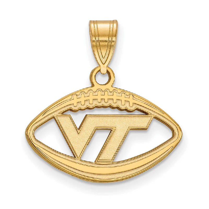 Pendant with a double - sided design for two looks in one​ 14k Gold Plated Silver Virginia Tech Logo Football Pendant