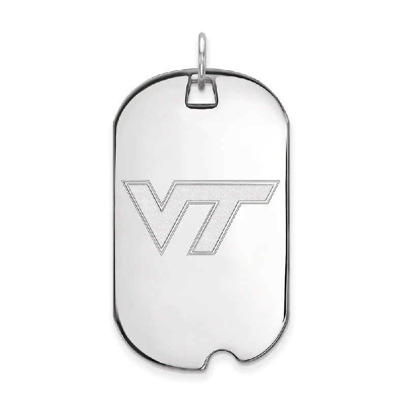 Pendant with a built - in LED light for a unique feature​ Sterling Silver Virginia Tech Large Logo Dog Tag Pendant