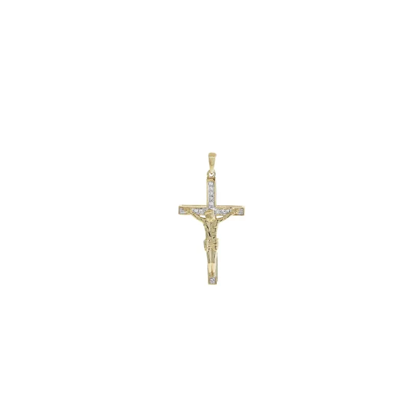Laser - Cut Woodland Scene Pendant for Nature EnthusiastsRound Brilliant cut Diamond Jesus Cross Pendant (14K)