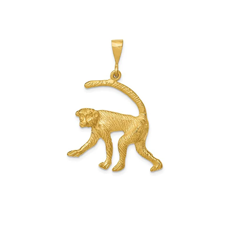 18K Gold - Plated Angel Wing Pendant for a Symbolic and Elegant AccessoryTextured Monkey Pendant (14K)