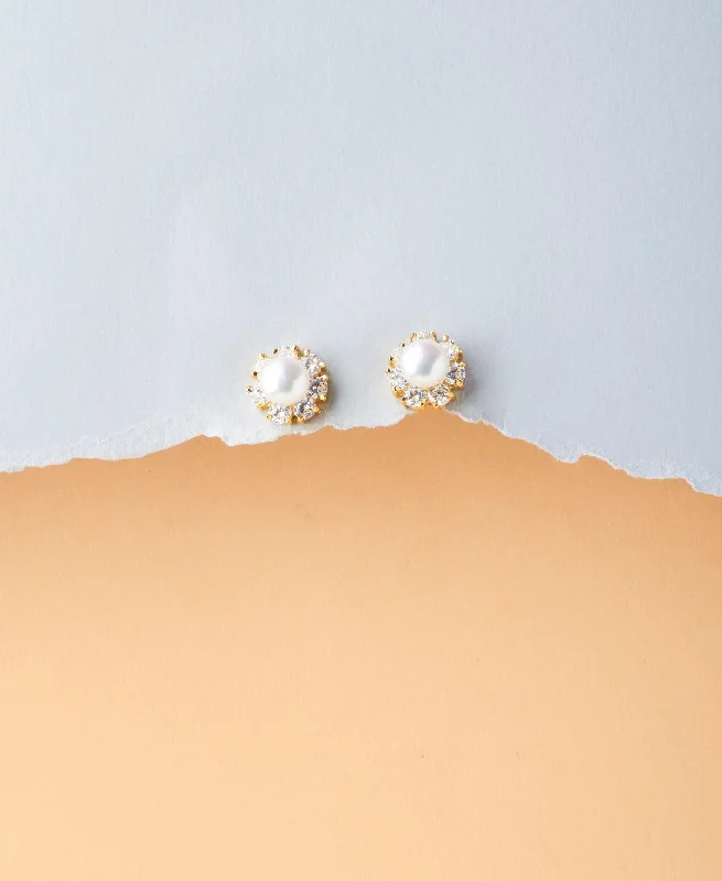 Two - Tone Gold and Silver Plated Clover Stud Earrings for a Lucky and Stylish SymbolFloral White Pearl Stud Earrings