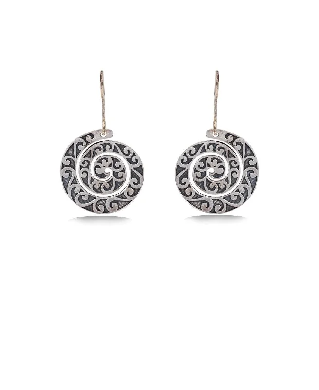 Vintage - Inspired Filigree - Worked Stud Earrings in Gold - Tone for an Antique AestheticPretty Oxidized Silver Earring