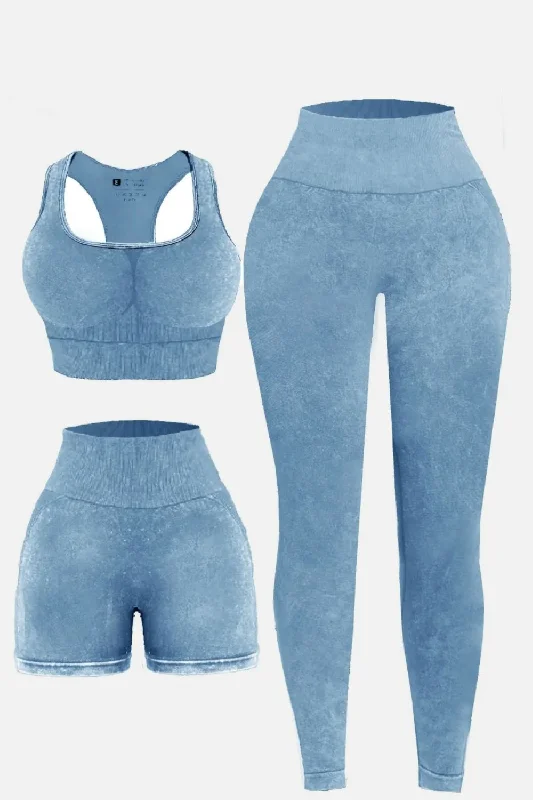 Seamless Bodysuits for a Smooth Underwear Look3 Piece Washed Square Neck Wide Strap Active Set Seamless Bodysuits for a Smooth Underwear Look3 Piece Washed Square Neck Wide Strap Active Set