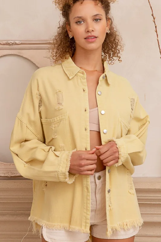 Mesh Bodysuits for a Bold and Edgy Fashion StatementButton Down Raw Hem Distressed Shacket Mesh Bodysuits for a Bold and Edgy Fashion StatementButton Down Raw Hem Distressed Shacket