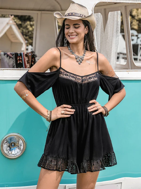 Printed Bodysuits with Floral Patterns for a Feminine VibeLace Detail Cold Shoulder Romper Printed Bodysuits with Floral Patterns for a Feminine VibeLace Detail Cold Shoulder Romper