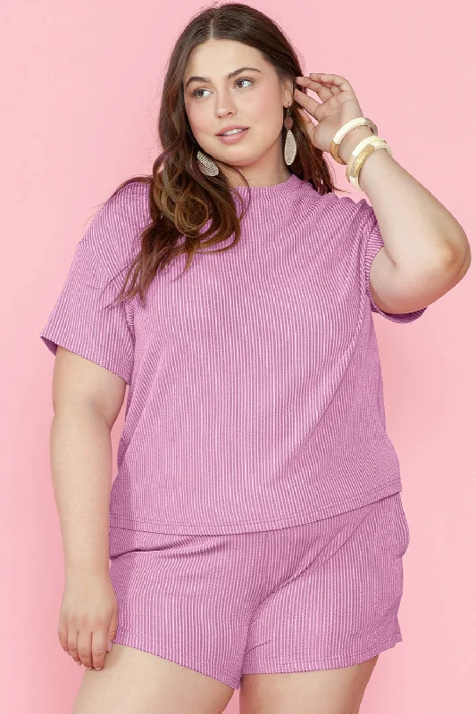 High - Neck Bodysuits for a Modest and Sophisticated LookPlus Size Round Neck Short Sleeve Top and Shorts Set High - Neck Bodysuits for a Modest and Sophisticated LookPlus Size Round Neck Short Sleeve Top and Shorts Set