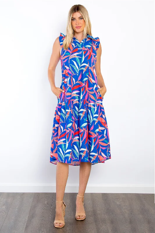 Convertible Straps Bodysuits for Multiple Styling OptionsPrint Ruffled Midi Dress with Pockets Convertible Straps Bodysuits for Multiple Styling OptionsPrint Ruffled Midi Dress with Pockets
