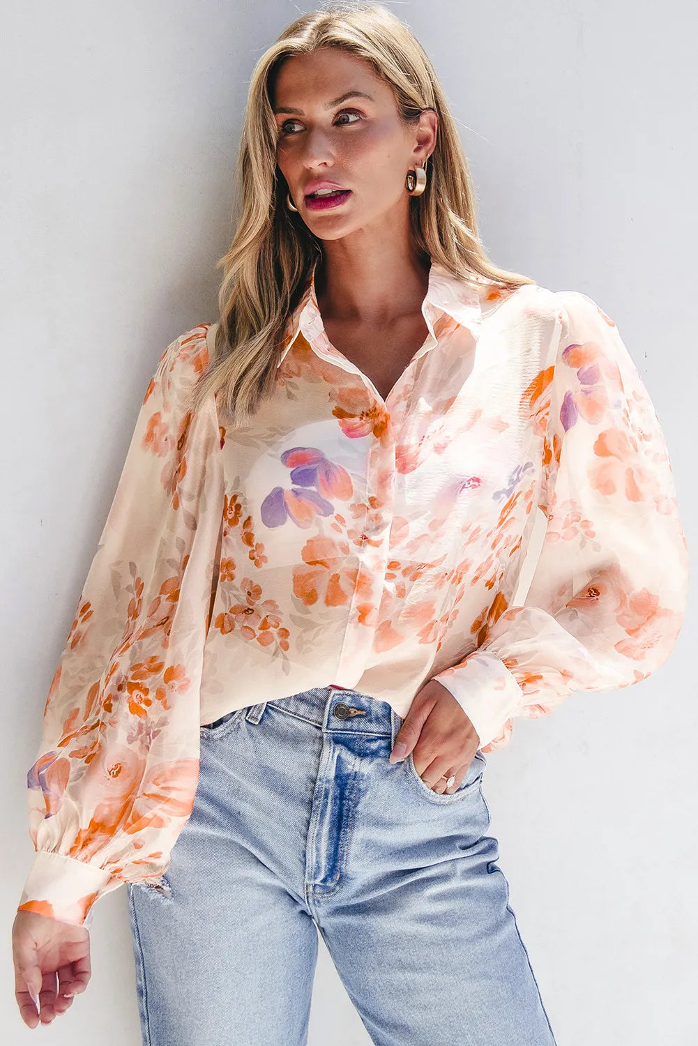 High - Neck Bodysuits for a Modest and Sophisticated LookPrinted Collared Neck Long Sleeve Shirt High - Neck Bodysuits for a Modest and Sophisticated LookPrinted Collared Neck Long Sleeve Shirt