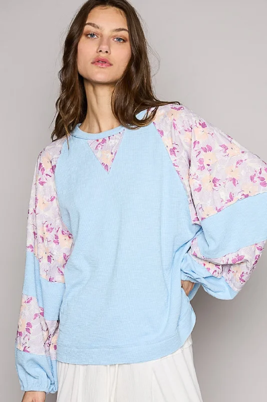 Long - Sleeve Bodysuits for Cold Weather LayeringRound Neck Balloon Floral Long Sleeve Top Long - Sleeve Bodysuits for Cold Weather LayeringRound Neck Balloon Floral Long Sleeve Top