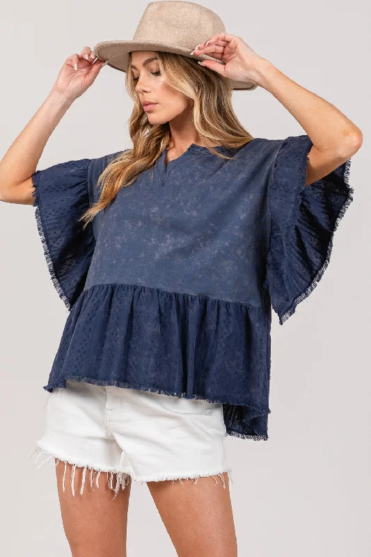Lace Bodysuits for a Sexy and Elegant Bedroom LookRuffle Sleeve Washed Short Sleeve Blouse Lace Bodysuits for a Sexy and Elegant Bedroom LookRuffle Sleeve Washed Short Sleeve Blouse